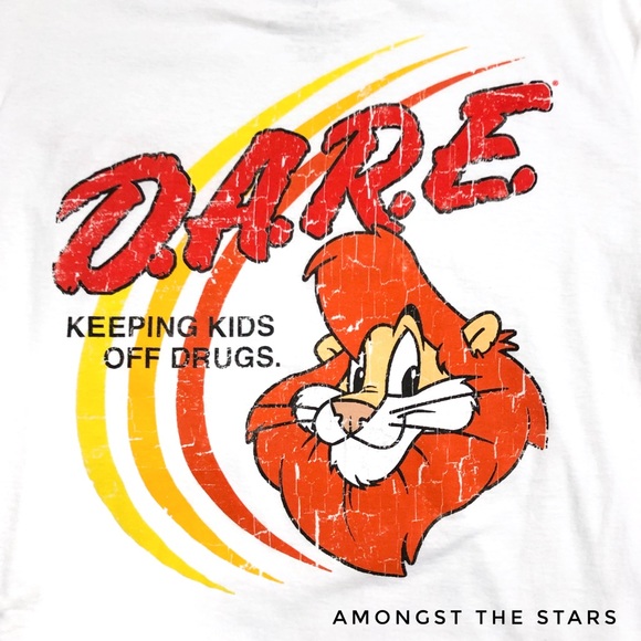 D.A.R.E. Tiger Vintage Print White T-Shirt Tee - Picture 2 of 9